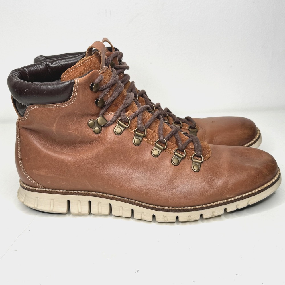 Cole Haan Boots Mens Size 11 Brown Zerogrand Water Resistant Leather Hiking